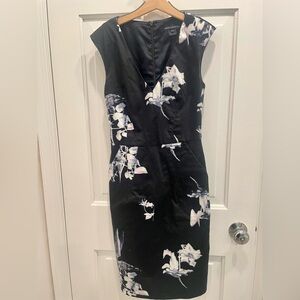 French Connection Black Dress with White Floral Accents — Size 0